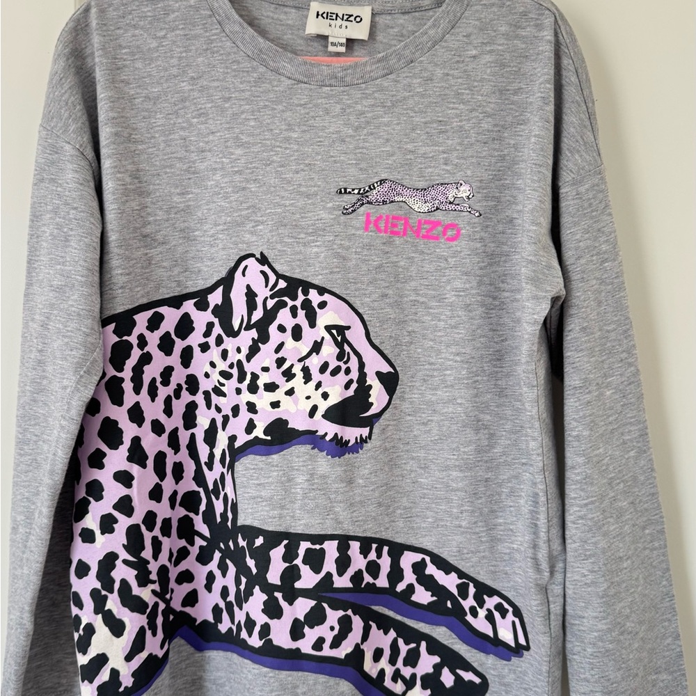 Kenzo Kids Gray and Pink Leopard Sweatshirt